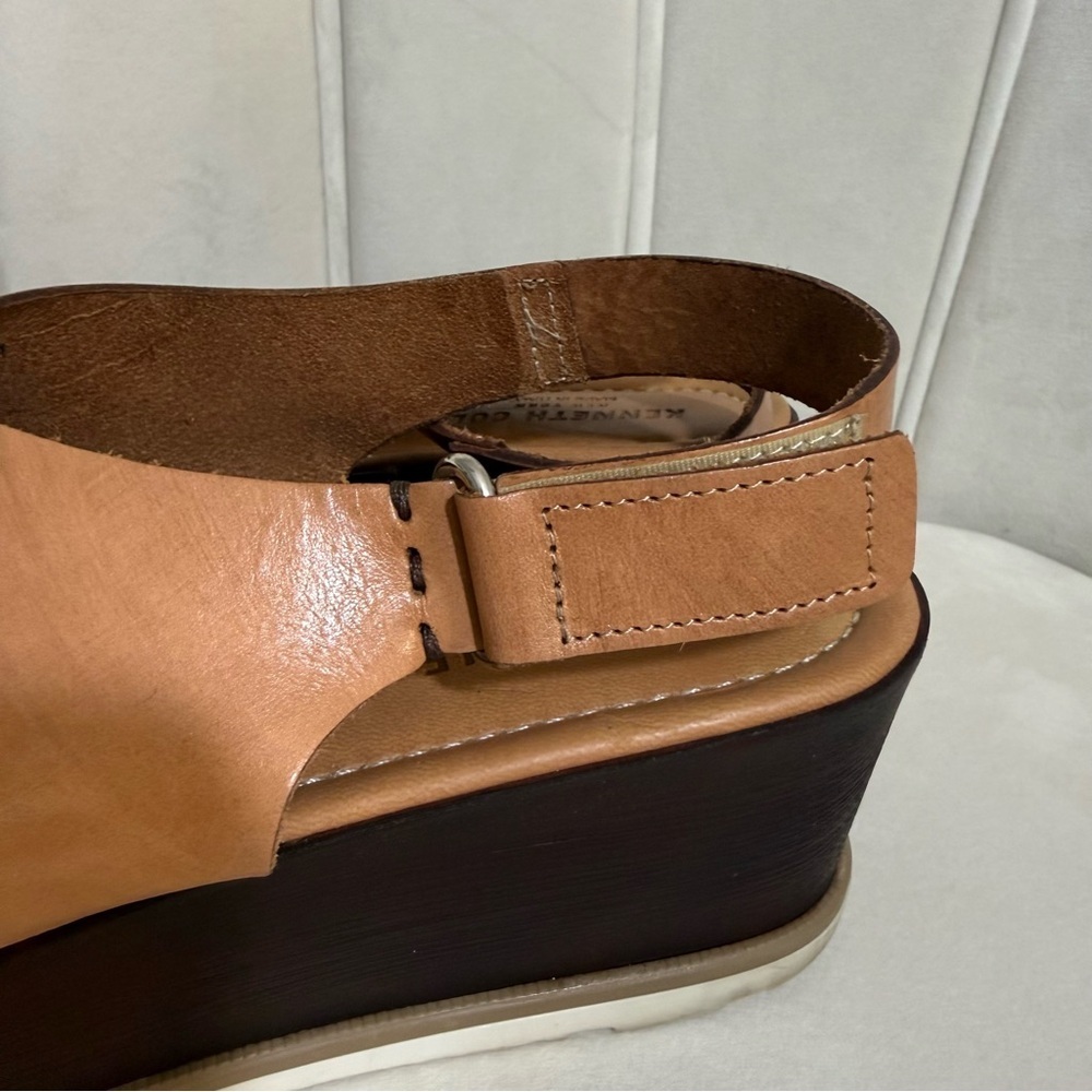 Kenneth Kole New York Brown Leather Platform Sandals Size EUR 39 - Picture 8 of 13